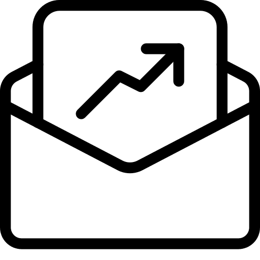 Email growth chart line graph document icon