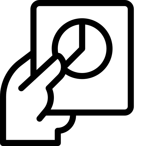 Hold pie chart result diagram icon