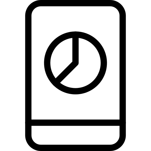 Smartphone data analytics browser pie chart icon
