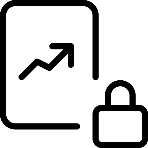 Padlock line graph document line icon
