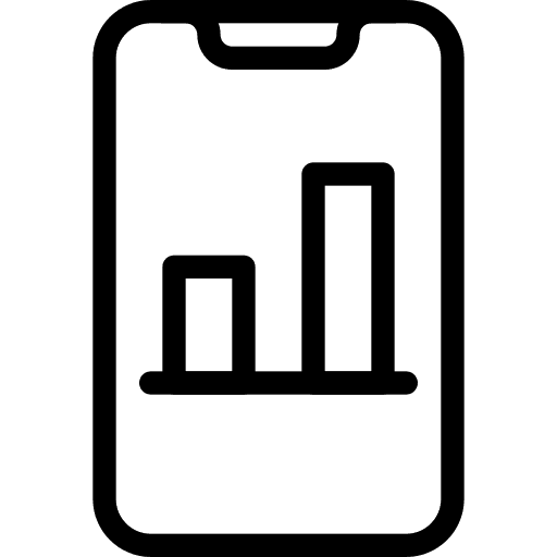 Smartphone bar chart document growth chart icon