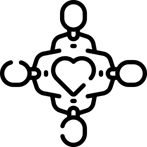 Unite heart people networking icon