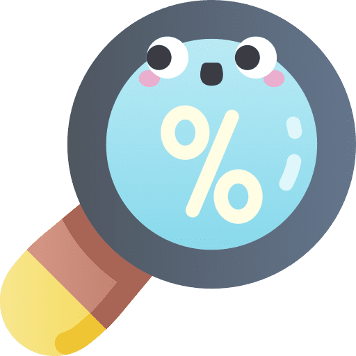 Search percentage discount loupe icon