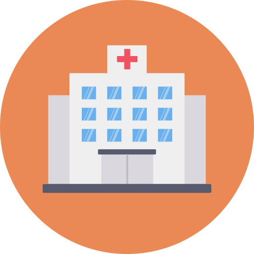 Hospital building healthcare and medical health clinic architecture and city icon