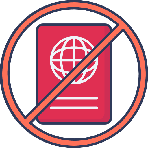 No traveling passport signaling tourism icon