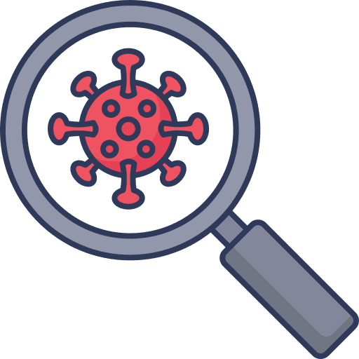 Magnifying glass healthcare and medical search bacteria icon