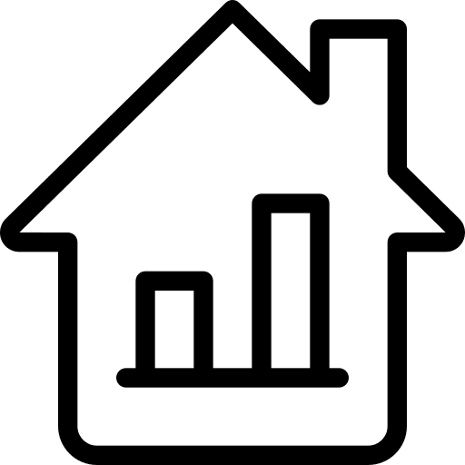 Bar graph sales bar graph home icon