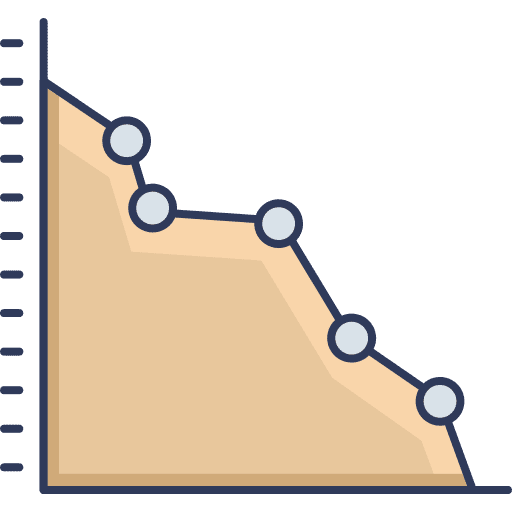Line graph churn decrease business and finance icon
