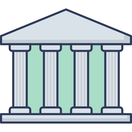 Courthouse architecture and city law justice court icon