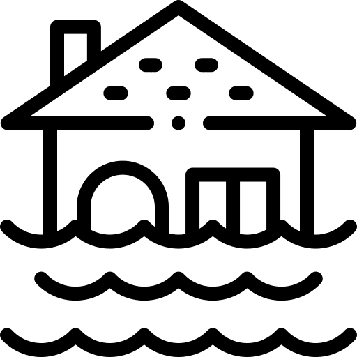 Floods weather water house icon