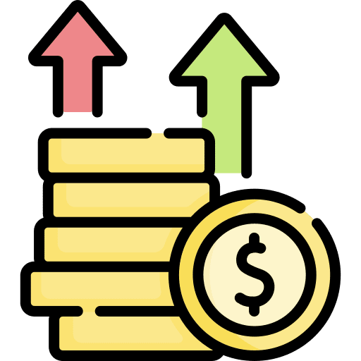 Profit cash up arrow profit icon