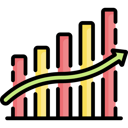 Growth statistics increase up arrow icon