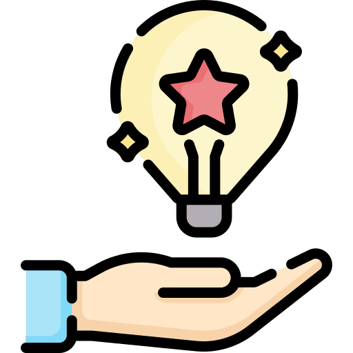 Idea star hand light bulb icon