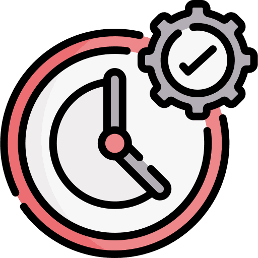 Time management efficiency cogwheel hour icon