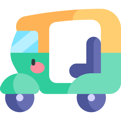 Rickshaw transportation tuk tuk india icon