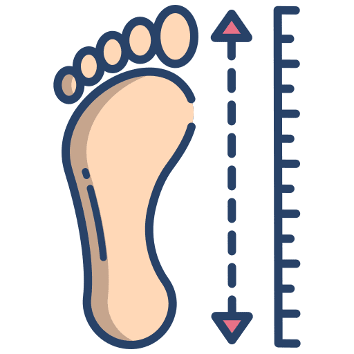 Length footprint feet dimensions icon