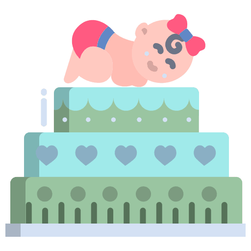 Cake bakery kid and baby birthday icon