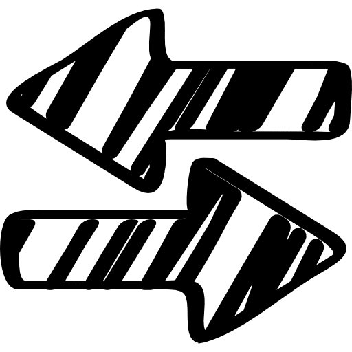Right and left sketched arrows opposite arrows sketched arrows sketch icon