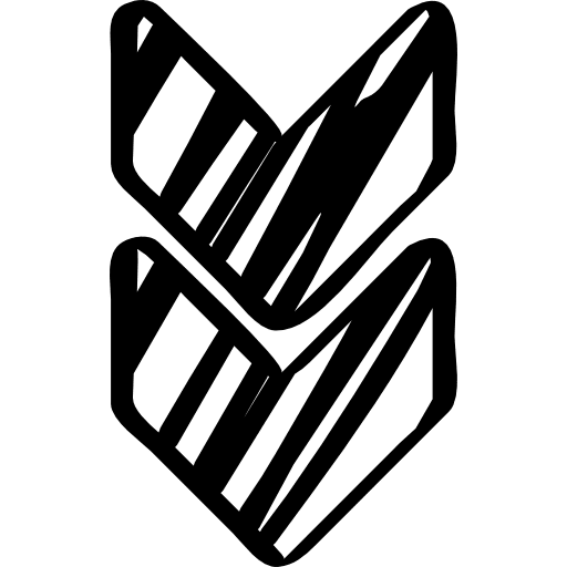 Sketched arrows couple pointing down sketch descending down icon