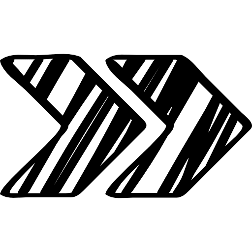 Sketched arrows couple pointing to right right arrow two icon