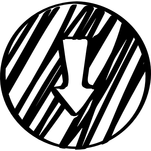 Sketched down arrow in a circle sketch down arrows low icon