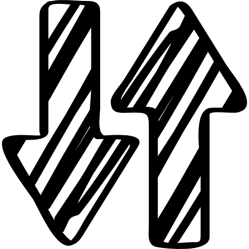 Up and down sketched arrows couple arrows couple double sided arrow icon