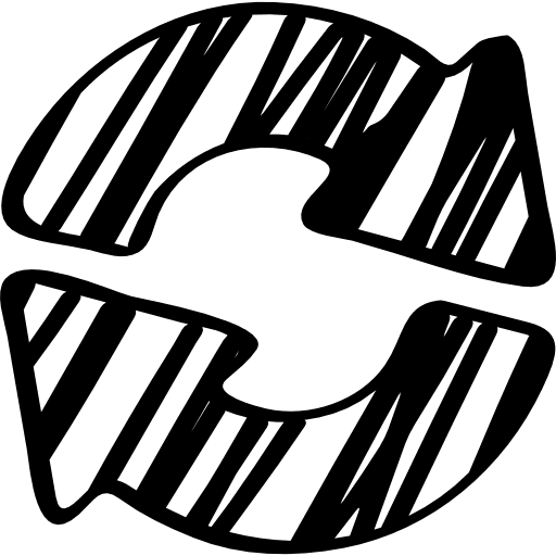 Sketched circular arrows symbol arrow sketched two icon