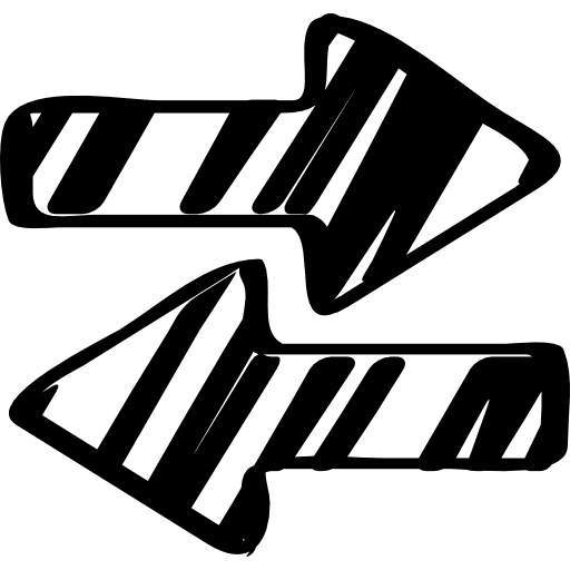 Sketched right and left arrows opposite sketched arrow icon