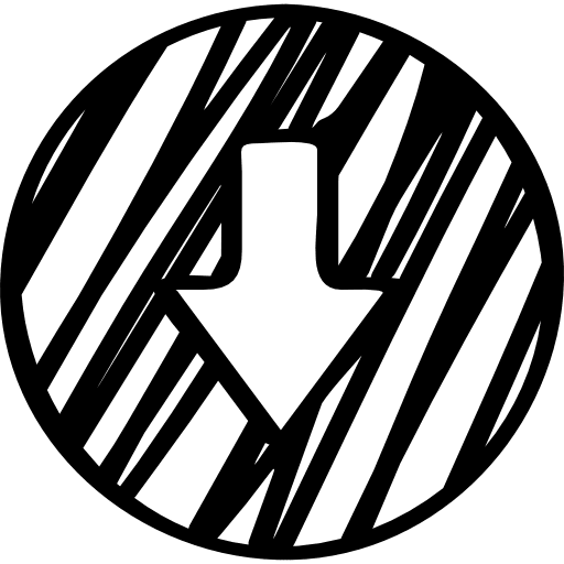 Arrow down outline sketched circle outline low arrow down outline icon