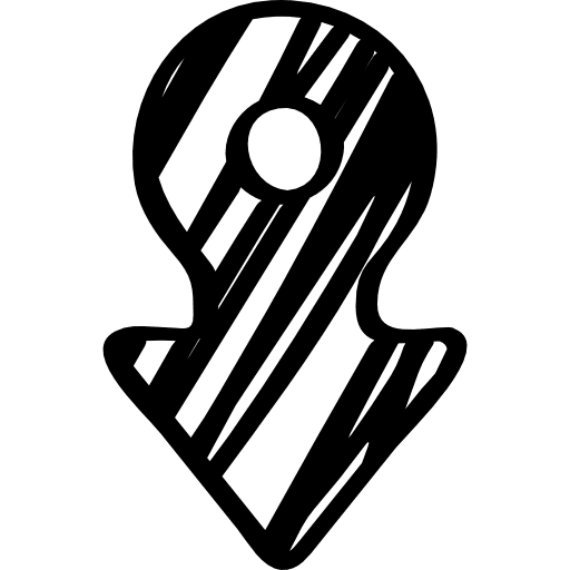 Sketched arrow pointing down with hole at center sketched arrows arrow icon