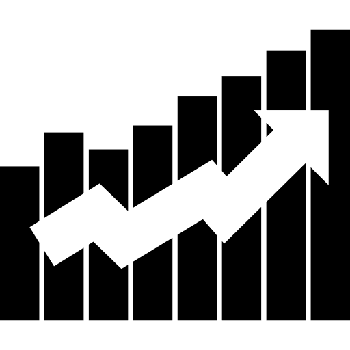 Up arrow stats bars graphic symbol icon