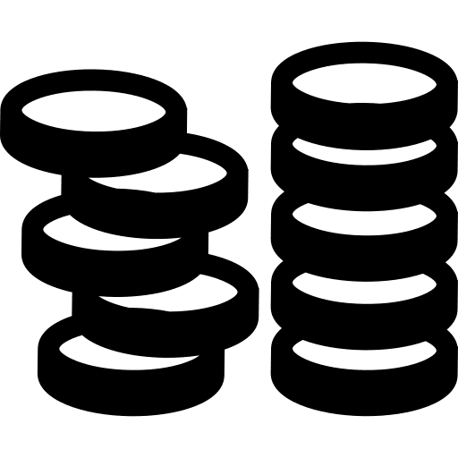 Coins stacked commercial money icon