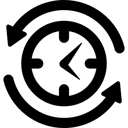 Job search symbol of a clock with arrows circle around circular arrows interface search icon