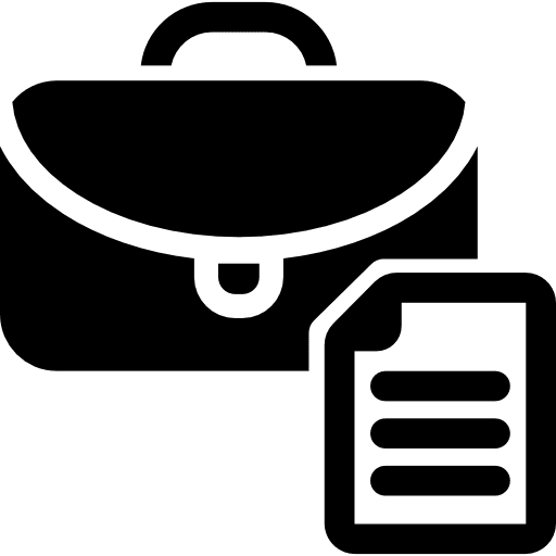 Job search symbol of suitcase and curriculum paper symbol file suitcase icon