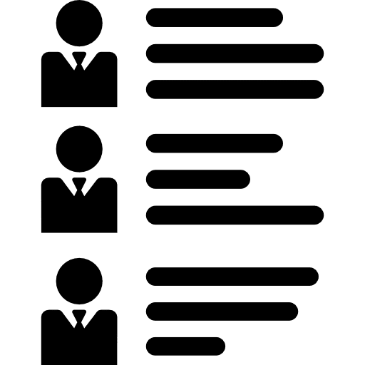 List with possible workers to choose options listed business icon