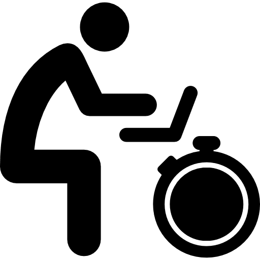 Man sitting searching online job with a laptop laptop timer time icon