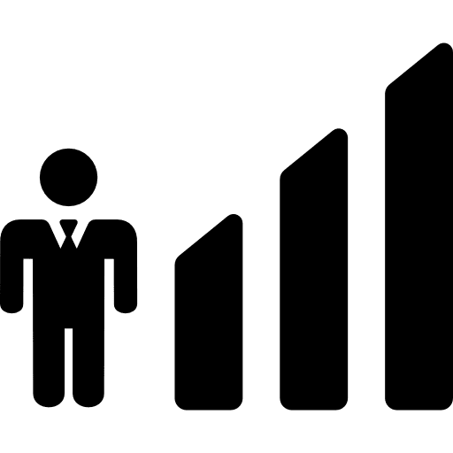 Job search symbol with a man and bars graphic symbol bars business icon