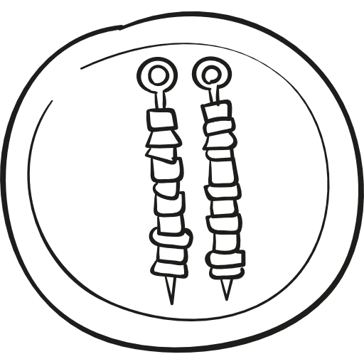 Two brochettes meal plates barbecue icon