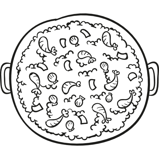 Paella with parwns vacations food summertime icon