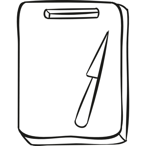 Cutting board with knife kitchen utensil kitchen tools cut icon