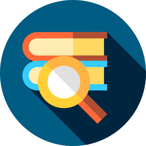 Search reading magnifying glass books icon