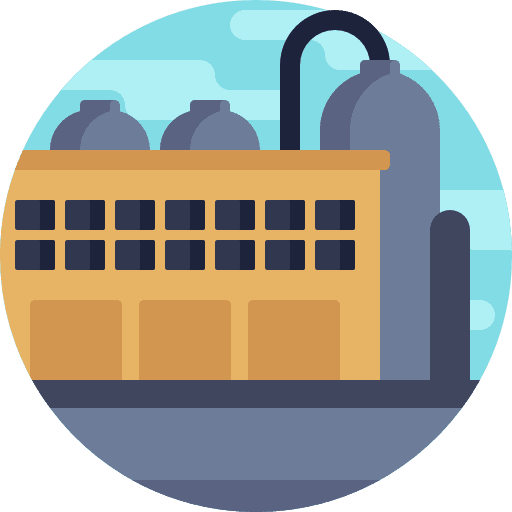 Factory industrial landscape pollution icon