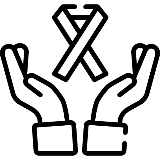 Ribbon hands charity solidarity icon