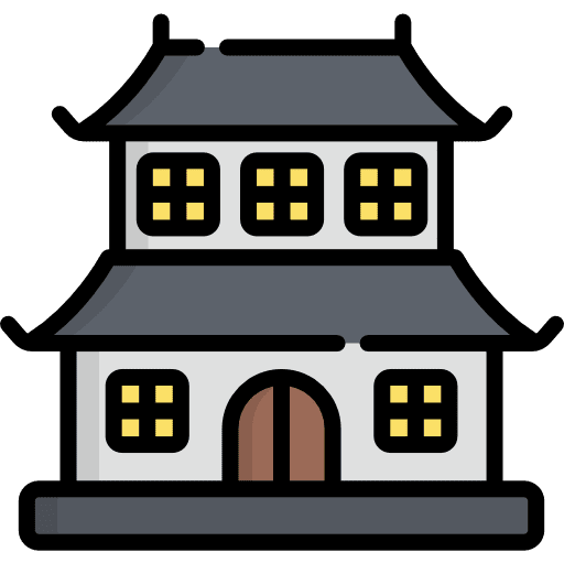 Dojo asian oriental architecture and city icon