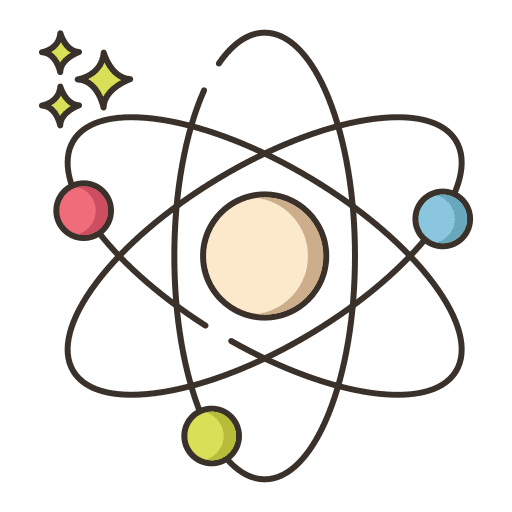 Atom shapes and symbols power atomic icon