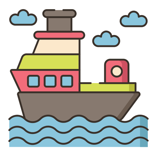 Vessel logistics shipping and delivery travel icon