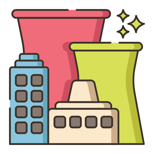 Power plant dangerous chimney industrial icon