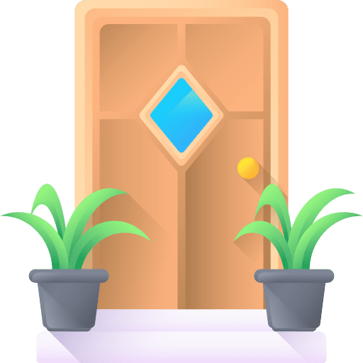 Door access furniture and household entry icon