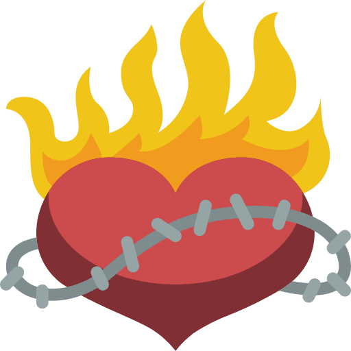 Heart tattoo barbed wire flaming icon