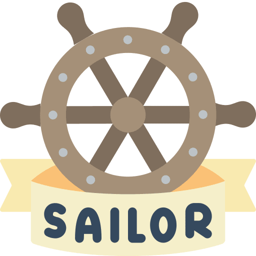 Wheel banner sailing art and design icon